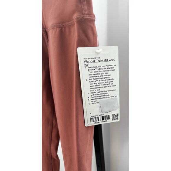 Lululemon Wunder Train HR Crop 23” Everlux Size 0 Brier Rose BRRO NWT - Picture 7 of 10